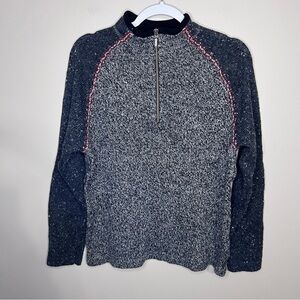 Woolrich Women’s Wool Blend Quarter Zip Gray Heathered Knit Sweater size medium